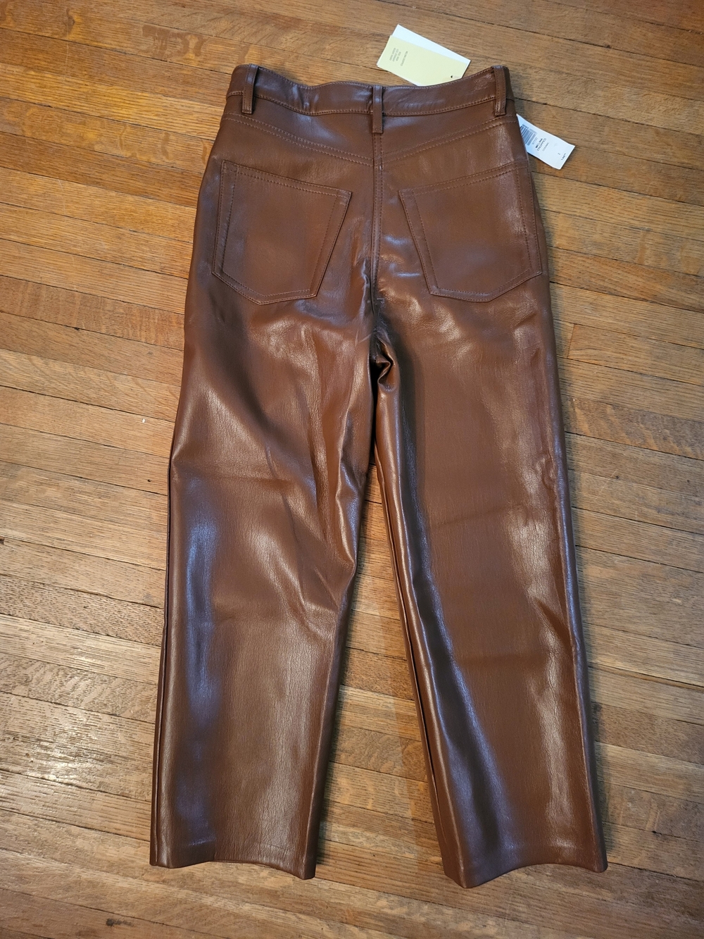 Wilfred Brown Vegan Leather Cropped Straight-Leg Pants - Picture 9 of 9